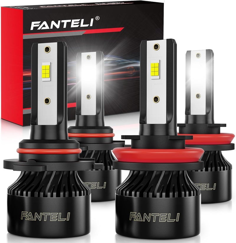 FANTELI 𝖧𝟣𝟣 & 𝟫𝟢𝟢𝟧 Bulbs Combo, 6500K Cool White 68000LM 800% Brightness, Backup 1:1 Size Plug and Play IP68 Waterproof Off Road Fog Lights, Pack of 4 - Image 1